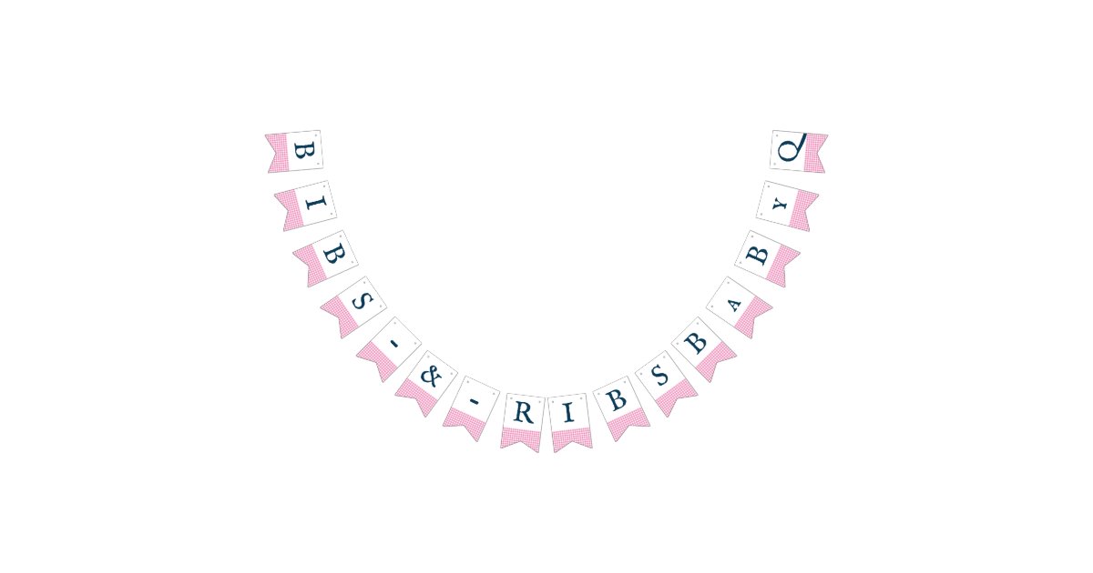 Bibs & Ribs BaByQ Editable Pink Navy Baby Shower Bunting Flags