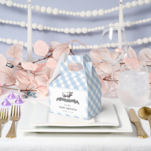 Bibs & Ribs BBQ Rustic Blue Gingham Baby Shower Favor Boxes