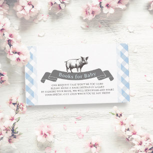 Bibs & Ribs Rustic Blue Gingham Books for Baby Enclosure Card