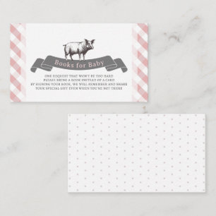 Bibs & Ribs Rustic Pink Gingham Books for Baby Enclosure Card