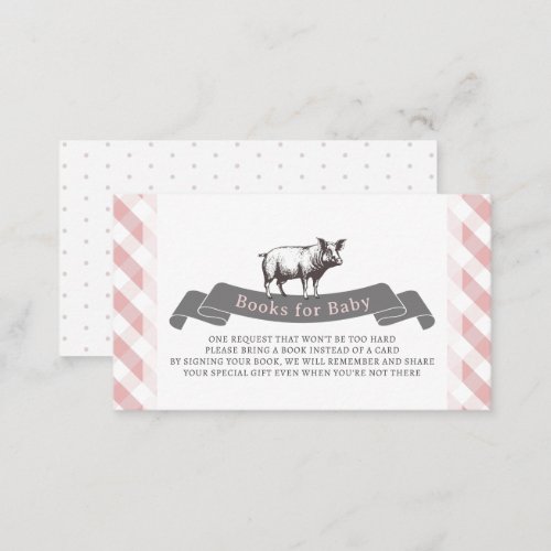 Bibs  Ribs Rustic Pink Gingham Books for Baby Enclosure Card