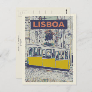 Bica Funicular Illustration, Lisbon's Iconic Charm Postcard