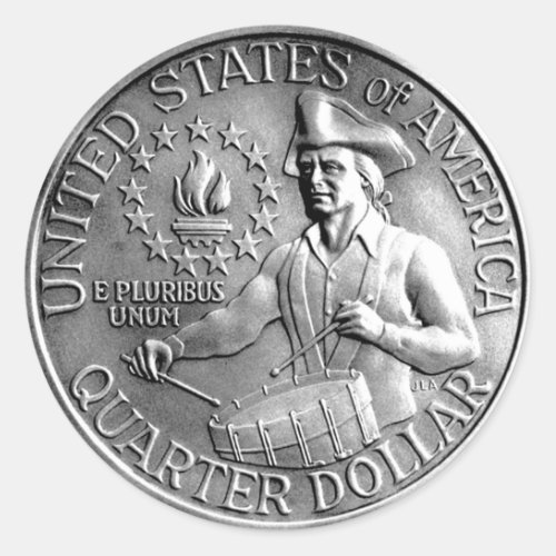 Bicentenial Quater Coin Classic Round Sticker