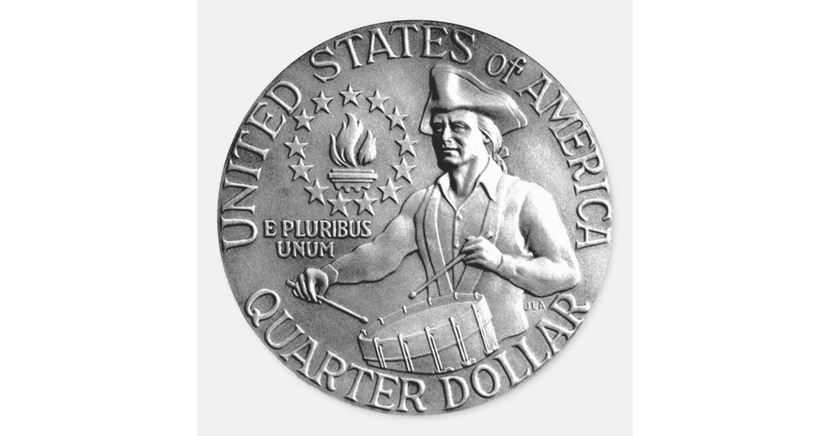 Sticker Coin Quarters Bicentenial Quater Coin Classic Round Sticker | Zazzle