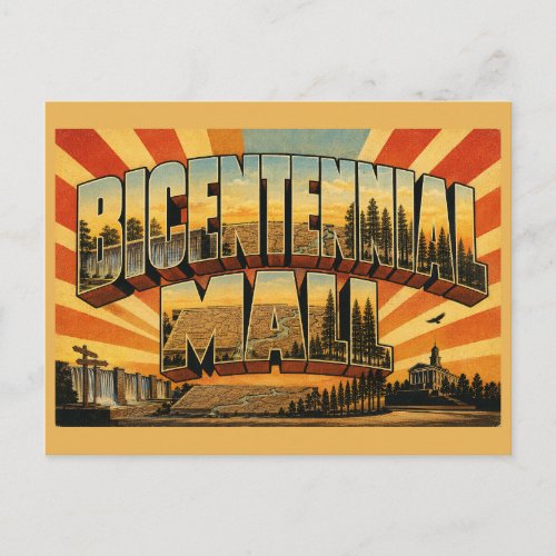 Bicentennial Mall TN Water Wall Granite Map Art Postcard