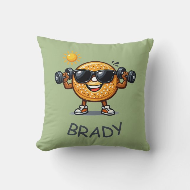 Bicep Bagel Throw Pillow (Front)