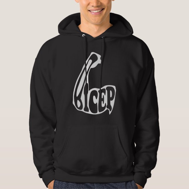 Bicep Bodybuilding Weightlifting Muscles Barbells  Hoodie (Front)
