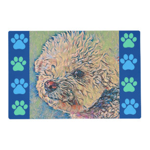 Bichon and Paw Laminated Placemat