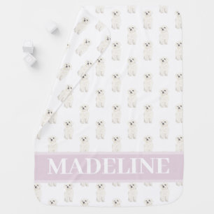 Bichon Bolognese Havanese Maltese Pink and White Baby Blanket