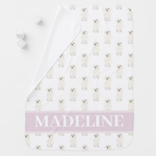 Bichon Bolognese Havanese Maltese Pink and White Baby Blanket