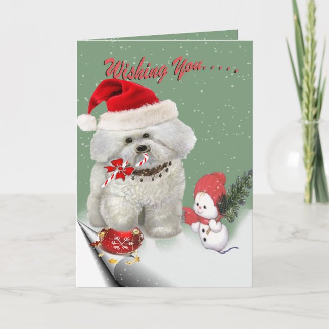 Bichon Christmas design Holiday Card (Front)
