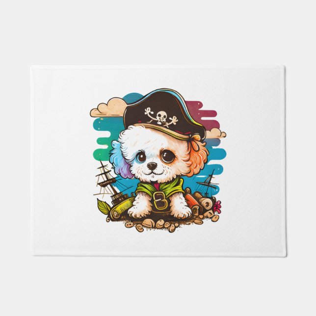 Bichon Dog Pirate Doormat (Front)