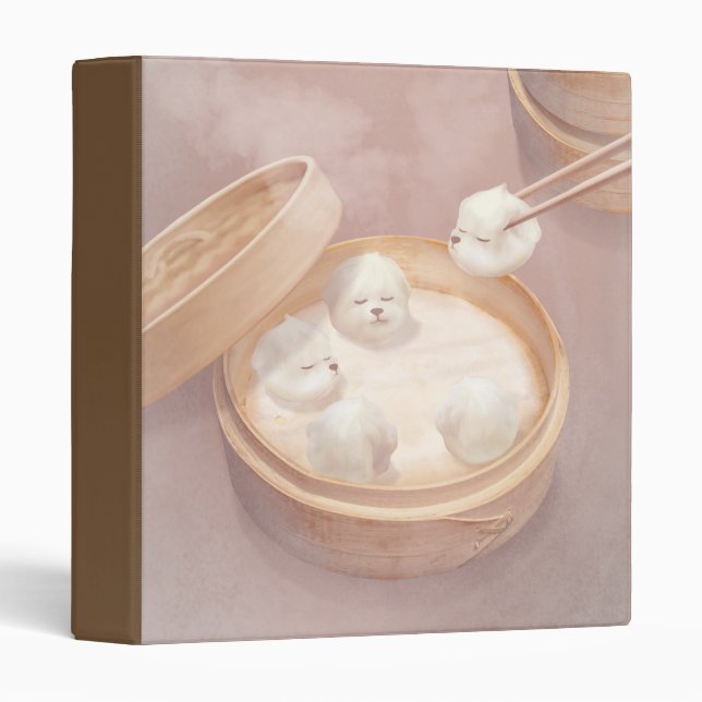 Bichon Dumplings: Cute Xiao Long Bao Dim Sum Art 3 Ring Binder (Front/Spine)
