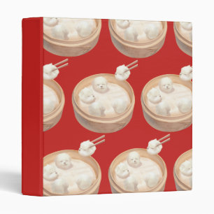 Bichon Dumplings: Cute Xiao Long Bao Dim Sum Art 3 Ring Binder