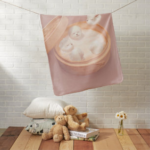 Bichon Dumplings: Cute Xiao Long Bao Dim Sum Art Baby Blanket