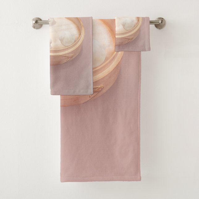Bichon Dumplings: Cute Xiao Long Bao Dim Sum Art Bath Towel Set (Insitu)