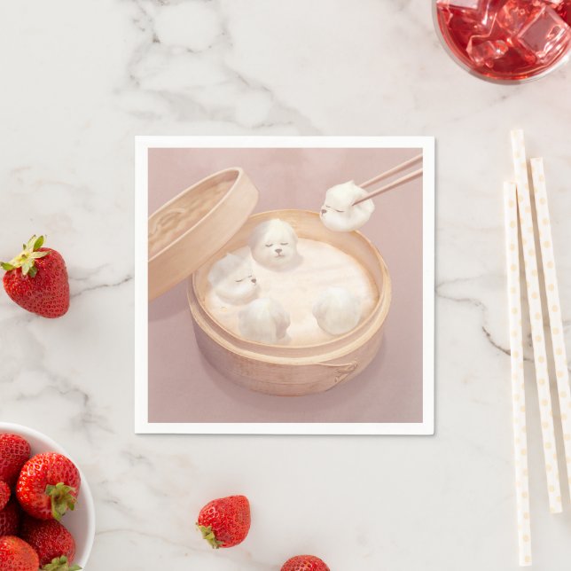 Bichon Dumplings: Cute Xiao Long Bao Dim Sum Art Napkins (Insitu)