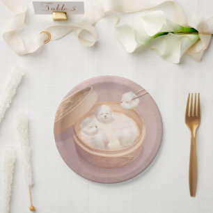 Bichon Dumplings: Cute Xiao Long Bao Dim Sum Art Paper Plates