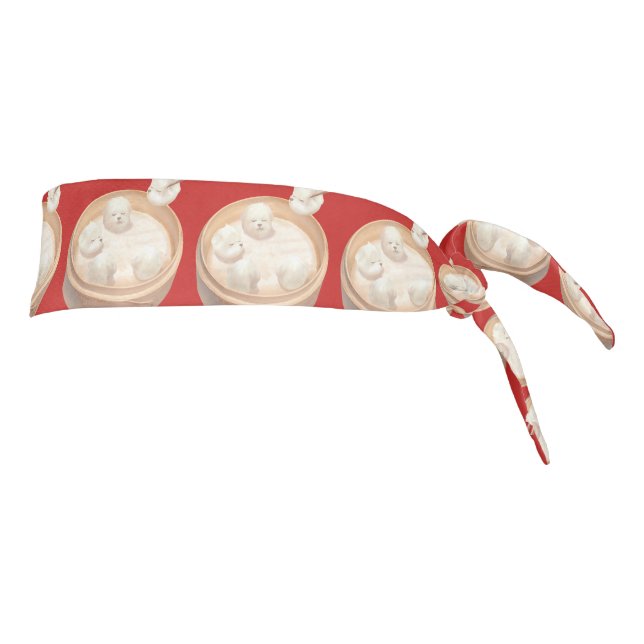Bichon Dumplings: Cute Xiao Long Bao Dim Sum Art Tie Headband (Rotate 90)