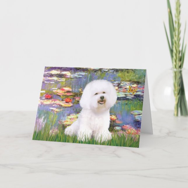 Bichon Frise 1 - Lilies 2 Card (Front)
