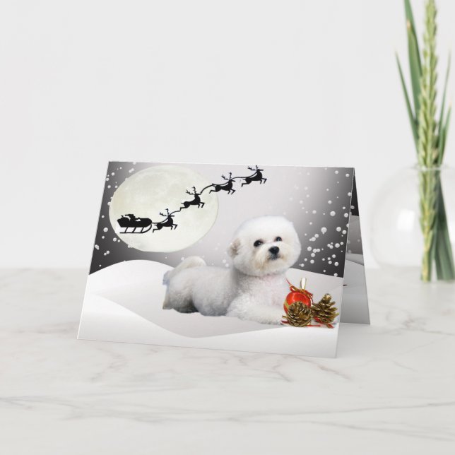 Bichon Frise A Merry Christmas Greeting Card (Front)