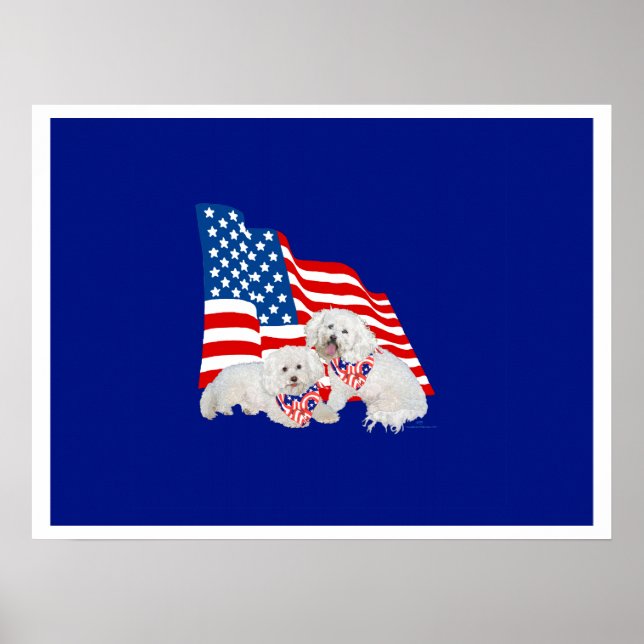Bichon Frise American Flag Poster (Front)