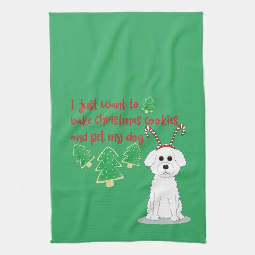 Bichon Frise and Christmas Cookie Humor Kitchen Towel