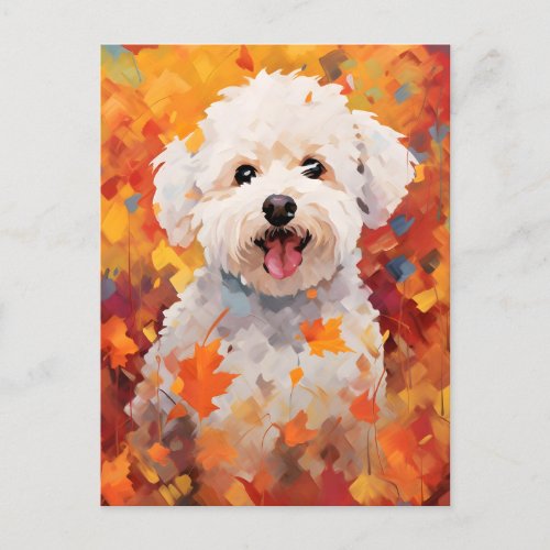 Bichon Frise Autumn Thanksgiving  Postcard