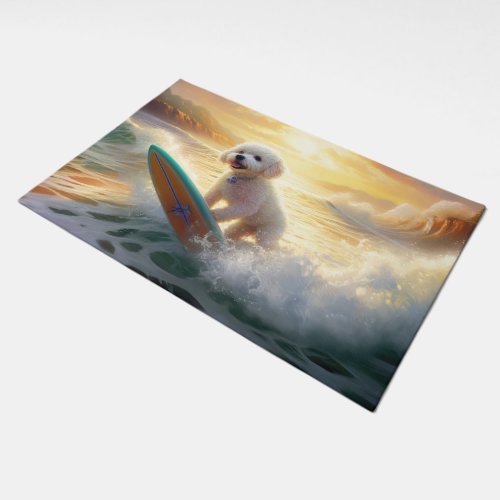 Bichon Frise Beach Surfing Painting  Doormat