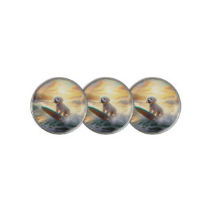 Bichon Frise Beach Surfing Painting Golf Ball Marker