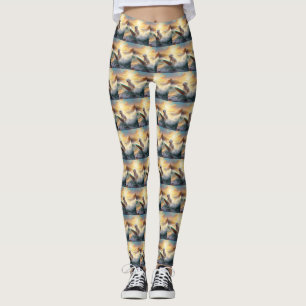 Bichon Frise Beach Surfing Painting Leggings