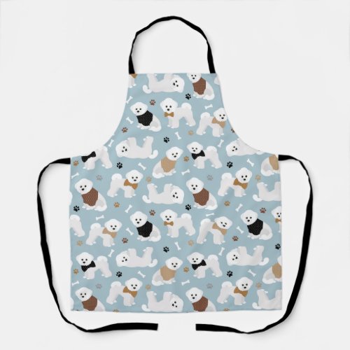 Bichon Frise Bones and Paws Blue Apron