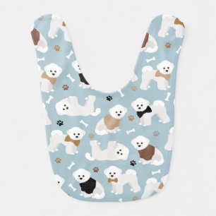 Bichon Frise Bones and Paws Blue Baby Bib