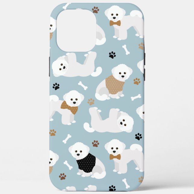 Bichon Frise Bones and Paws Blue Case-Mate iPhone Case (Back)