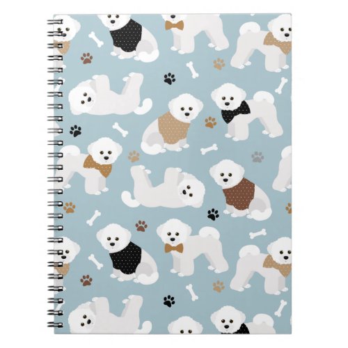 Bichon Frise Bones and Paws Blue Notebook