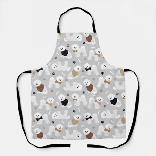 Bichon Frise Bones and Paws Gray Apron