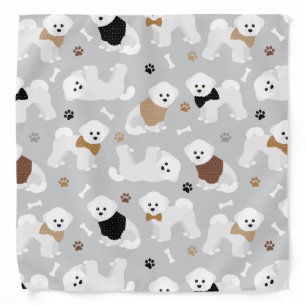 Bichon Frise Bones and Paws Gray Bandana