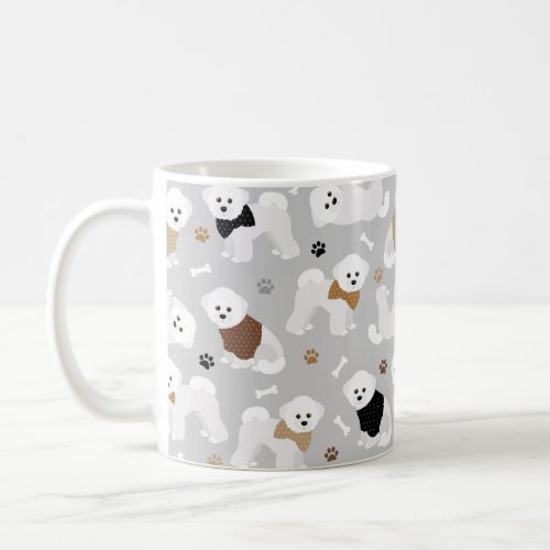 Bichon Frise Bones and Paws Gray Coffee Mug