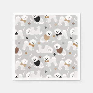 Bichon Frise Bones and Paws Gray Napkins