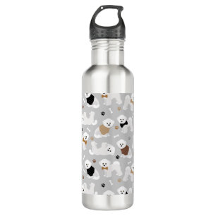 Bichon Frise Bones and Paws Gray Stainless Steel Water Bottle