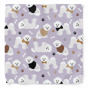 Bichon Frise Bones and Paws Purple Bandana