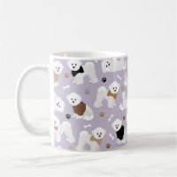 Bichon Frise Bones and Paws Purple Coffee Mug