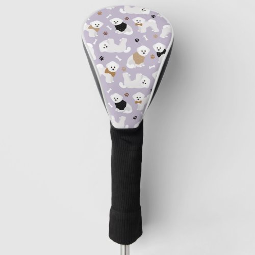 Bichon Frise Bones and Paws Purple Golf Head Cover