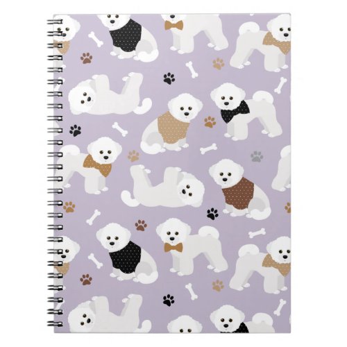 Bichon Frise Bones and Paws Purple Notebook