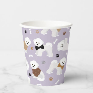 Bichon Frise Bones and Paws Purple Paper Cups