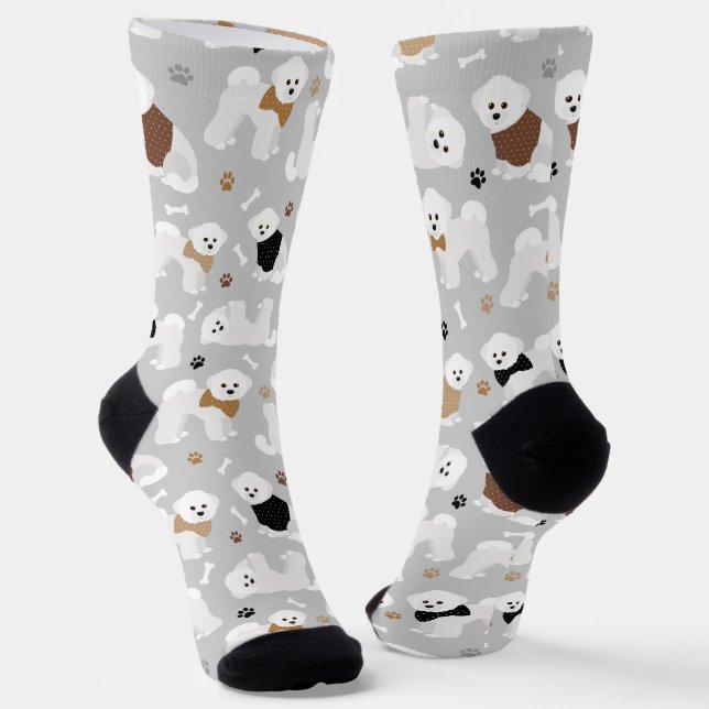 Bichon Frise Bones and Paws Socks (Angled)