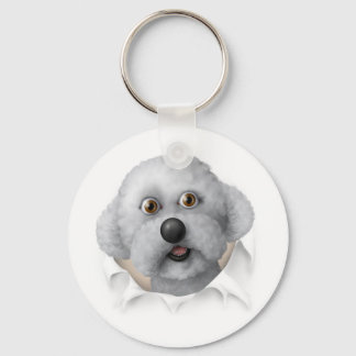 Bichon Frise Busting Out Keychain