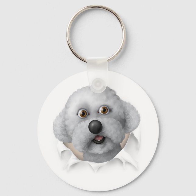 Bichon Frise Busting Out Keychain (Front)