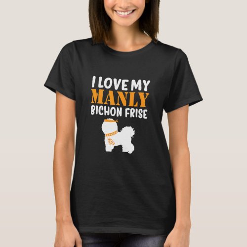 Bichon Frise Canine  Boy Dog Pup Gender Reveal Cut T_Shirt