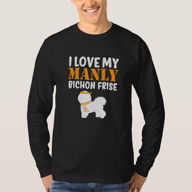 Bichon Frise Canine  Boy Dog Pup Gender Reveal Cut T-Shirt (Front)